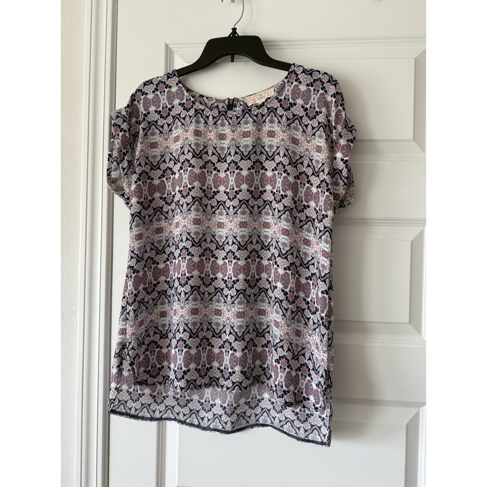 Women's Pink Republic Zip Back Short Sleeve Top Size L